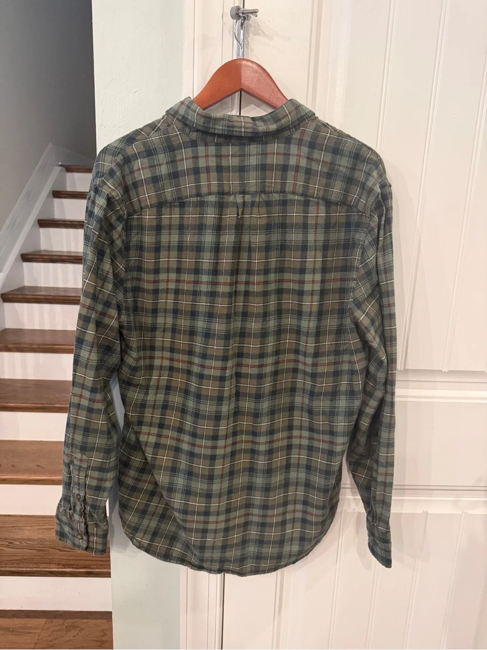J.Crew Men’s Large Brushed Twill Flannel Shirt Green Plaid Button Down